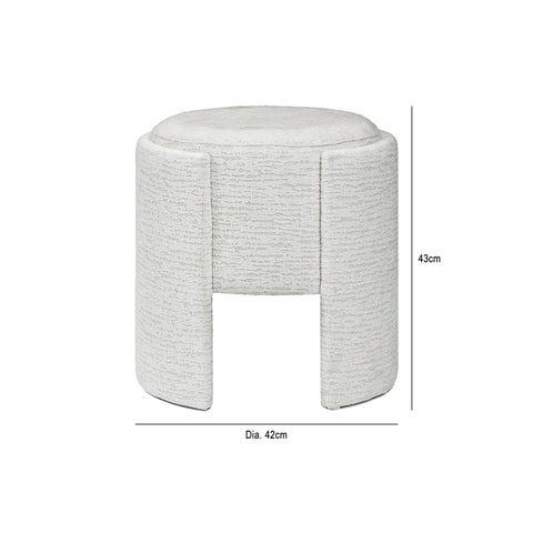 43cm Ivory Chenille Round Stool
