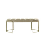120cm Cream Velvet Tufted Bench with Champagne Legs