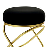 46cm Black Velvet Rizzo Stool with Gold Legs