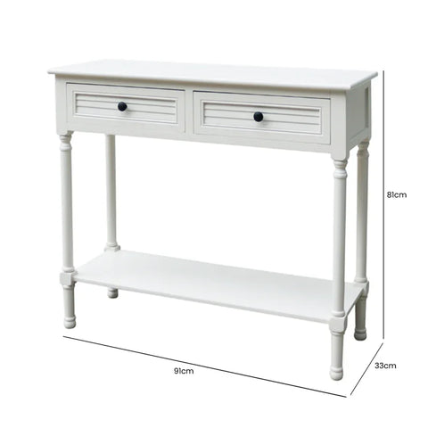 Elise 2 Drawer Console Table Pearl White