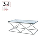 Imperia Stainless Steel Coffee Table Glass Top