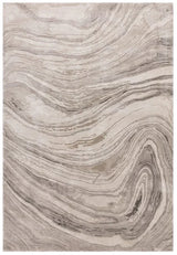Beige and grey abstract area rug with marble swirl pattern