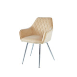 Quinn Dining Chair Champagne Velvet with Chrome Legs