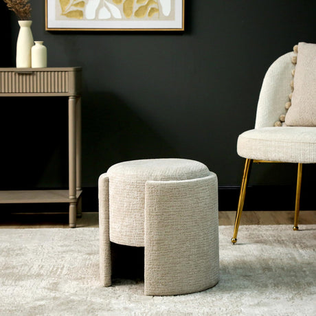 43cm Taupe Chenille Round Stool