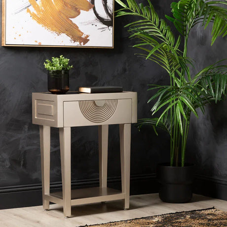 Elon 1-Drawer Telephone Table Gold with Clear Mirror Top