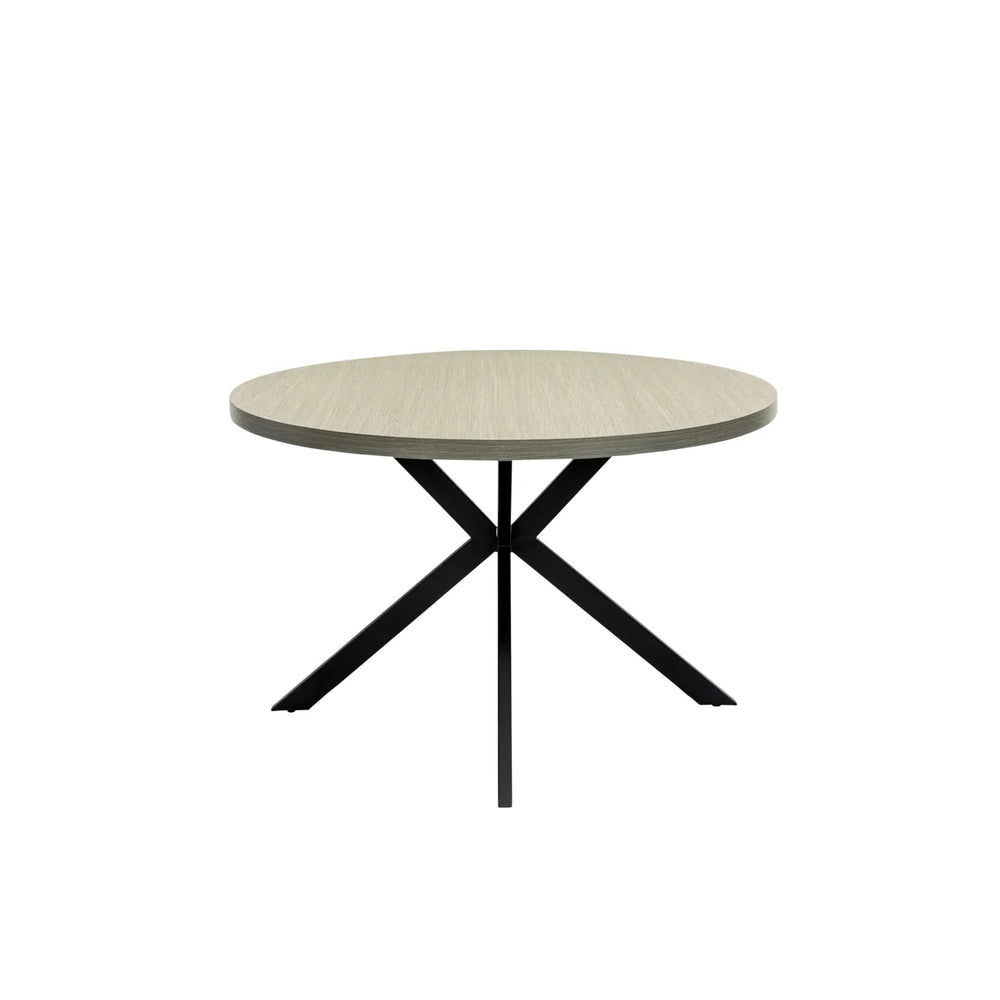 Russo 1.2m Round Dining Table - Grey Melamine / Black Leg