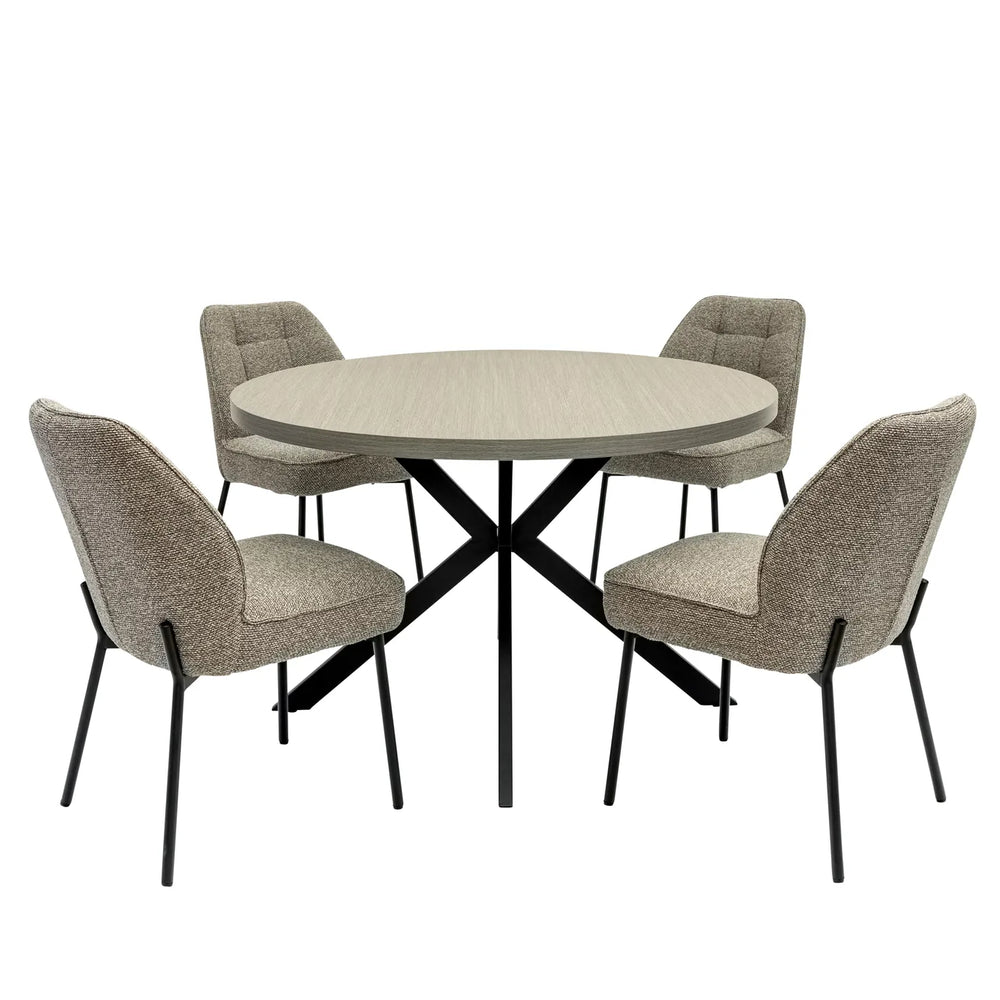 Russo 1.2m Round Dining Table - Grey Melamine / Black Leg