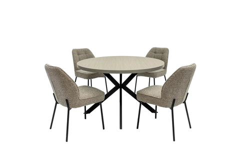 Russo 1.2m Round Dining Table - Grey Melamine / Black Leg