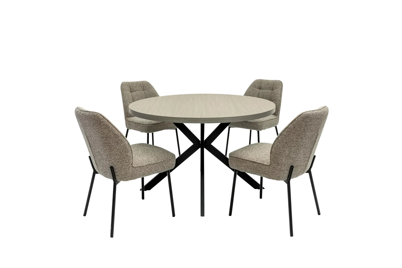 Russo 1.2m Round Dining Table - Grey Melamine / Black Leg