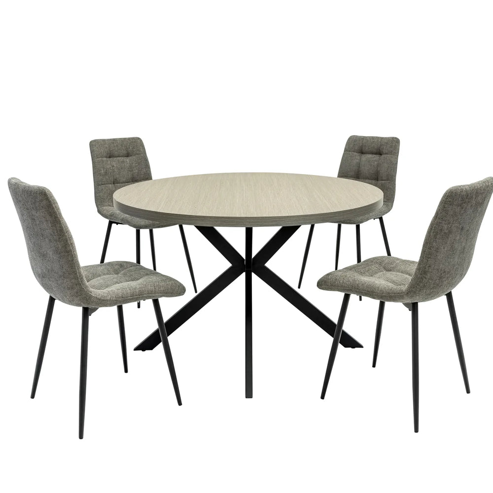 Russo 1.2m Round Dining Table - Grey Melamine / Black Leg