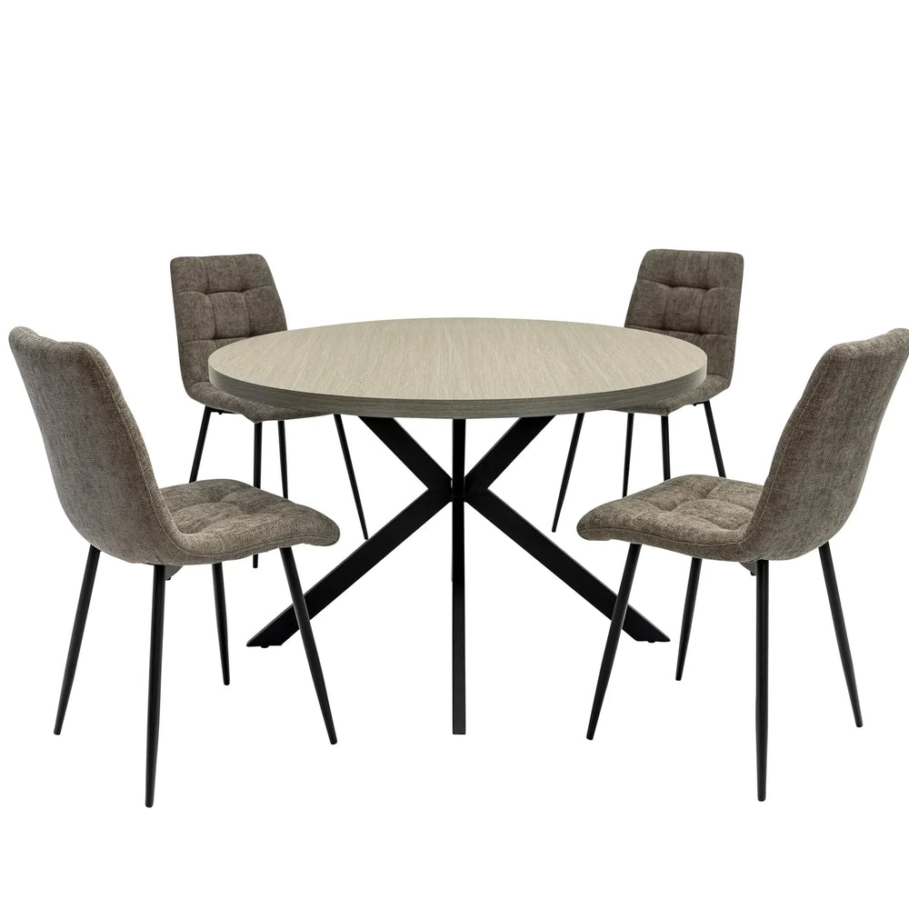 Russo 1.2m Round Dining Table - Grey Melamine / Black Leg