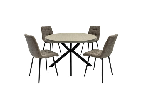 Russo 1.2m Round Dining Table - Grey Melamine / Black Leg