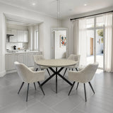 Russo 1.2m Round Dining Table - Grey Melamine / Black Leg