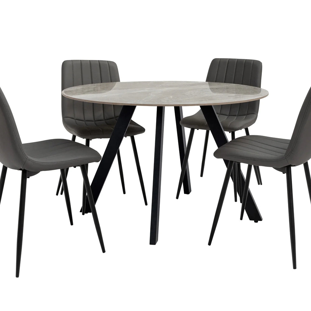 1.1m Grey Stone Round Dining Table - Stylish Modern Furniture
