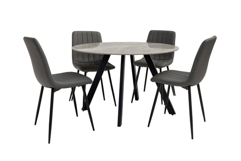 1.1m Grey Stone Round Dining Table - Stylish Modern Furniture