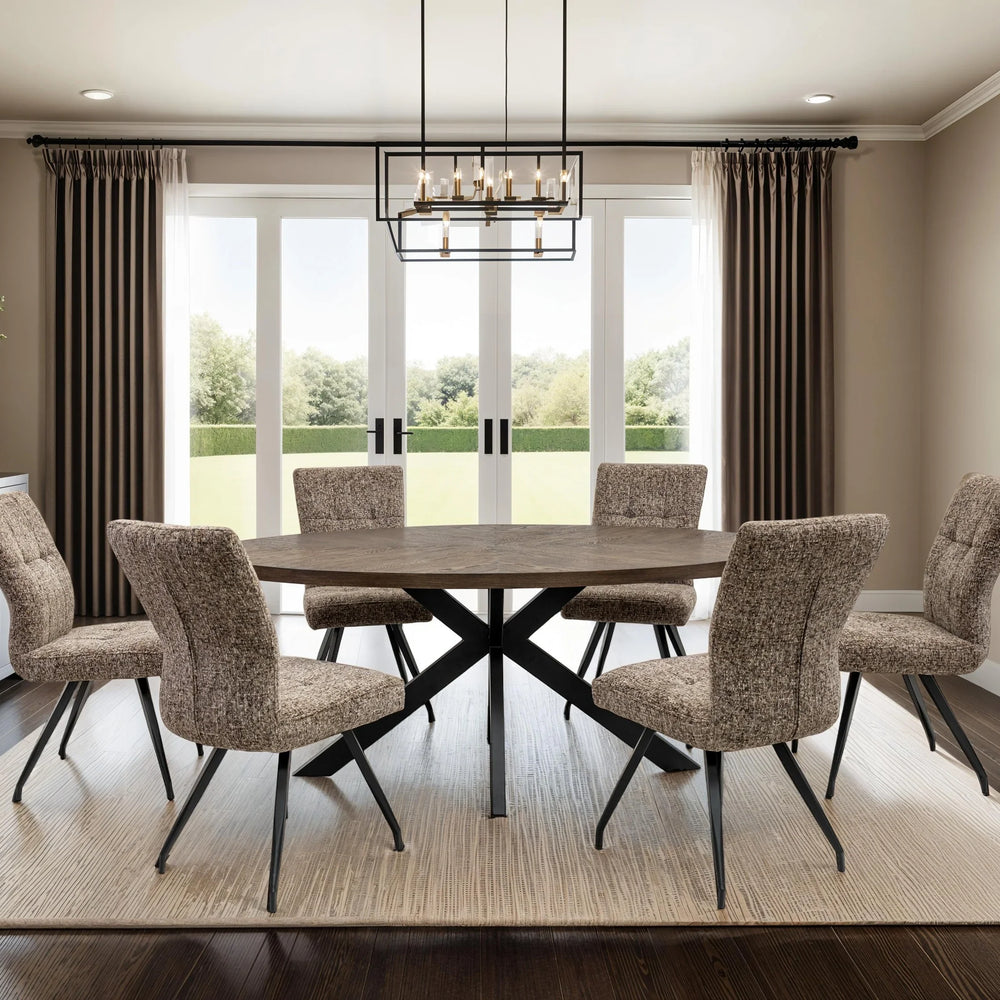 Elegant 1.8m Oval Dining Table in Dark Oak Veneer for Stylish Dining