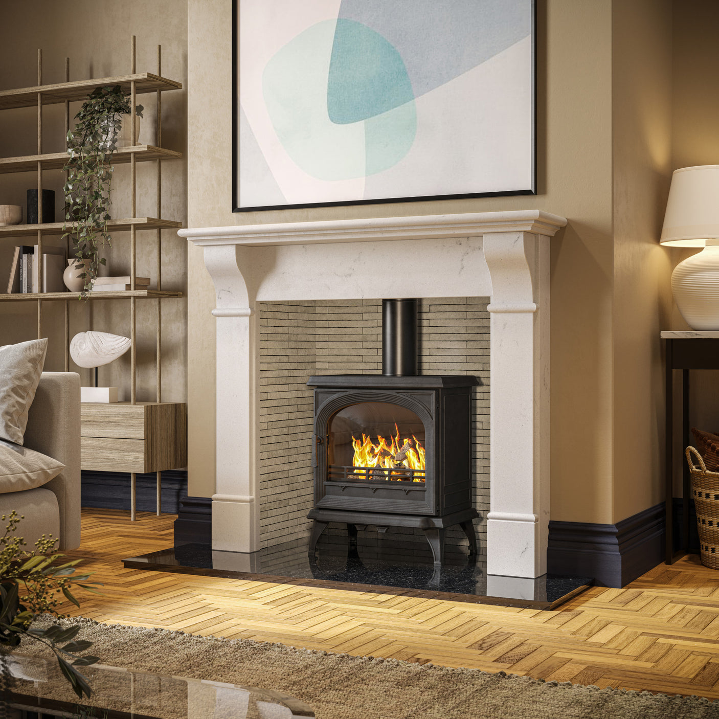 GMS 54" Tara Honed Naples White Surround