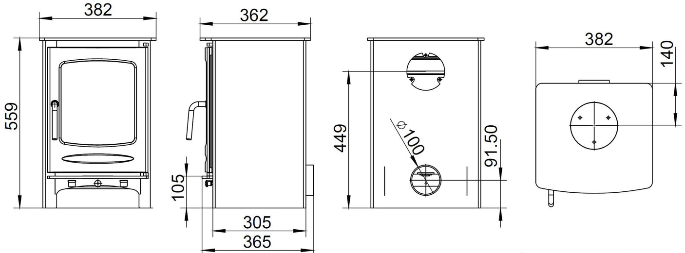 Sherwood 5kW Multi Fuel (Eco) - Technical Drawing