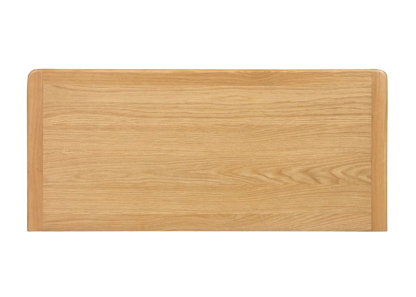 Sligo 6 drawer chest back panel in natural oak wood finish, straight-on rear view