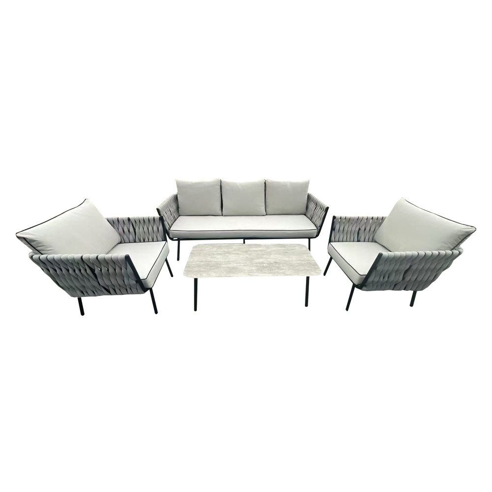 Helmsley Grey Rattan Sofa Set – 3-Seater, 2 Chairs & Coffee Table