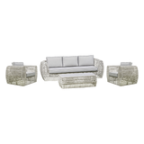 Fordham Grey Rattan Sofa Set – 3-Seater, Chair & Coffee Table