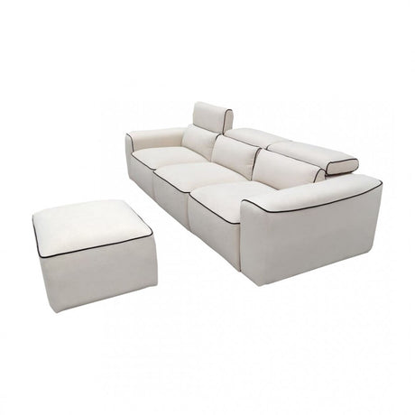 Halbury Modular Cream Recliner Sofa with Ottoman – 4-Piece Set