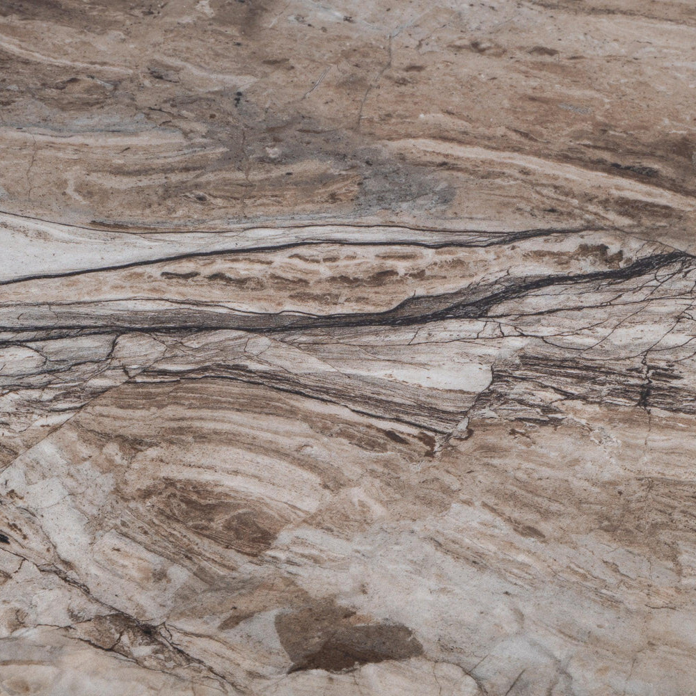Elegant 1.8m Light Brown Marble Dining Table with Brass Legs