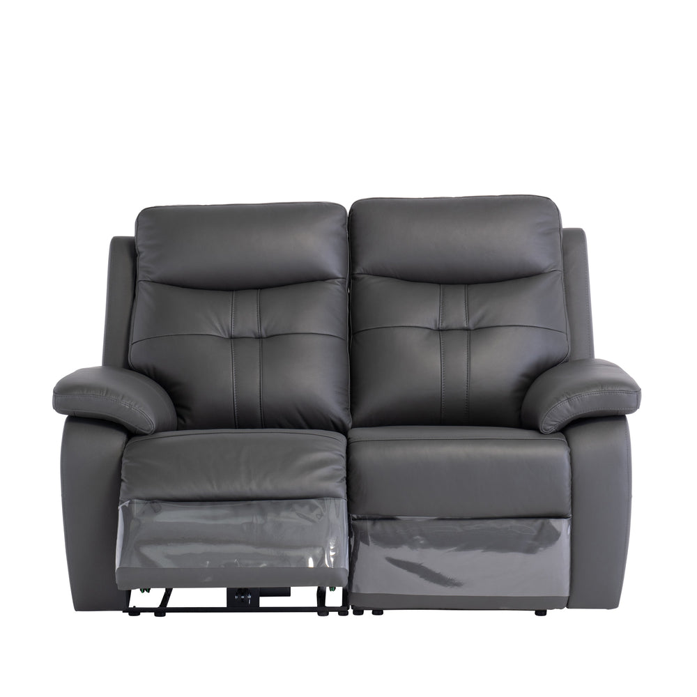 Charcoal Leather Electric Recliner Sofa - 2 Seater Comfort