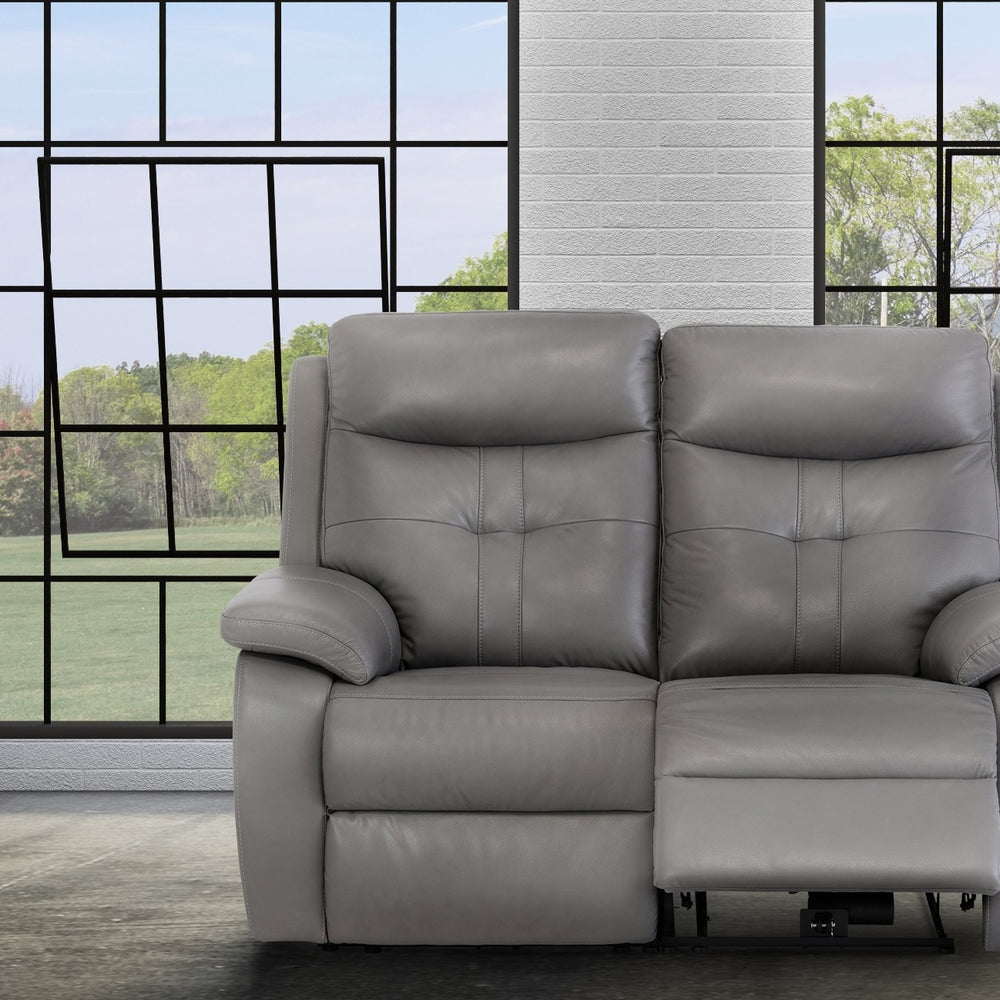 Stylish Grey Electric Leather Recliner Sofa for Two