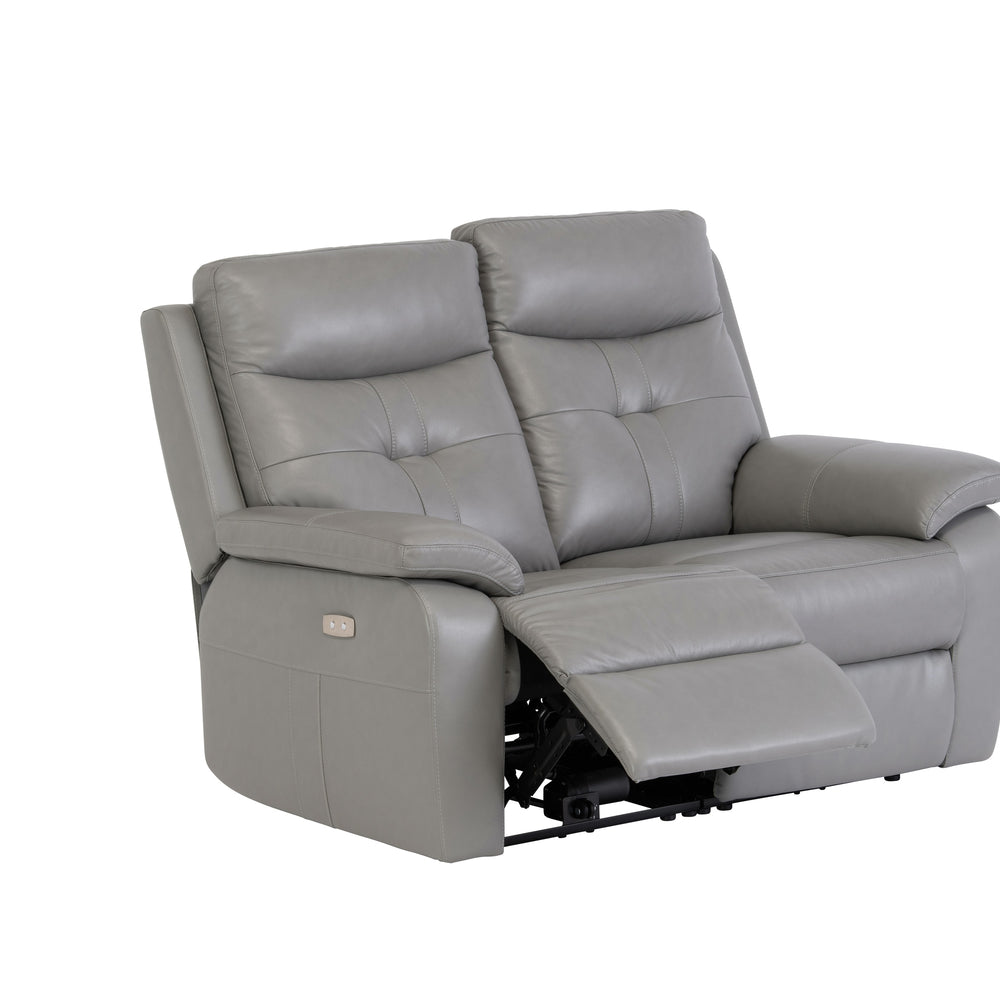 Stylish Grey Electric Leather Recliner Sofa for Two