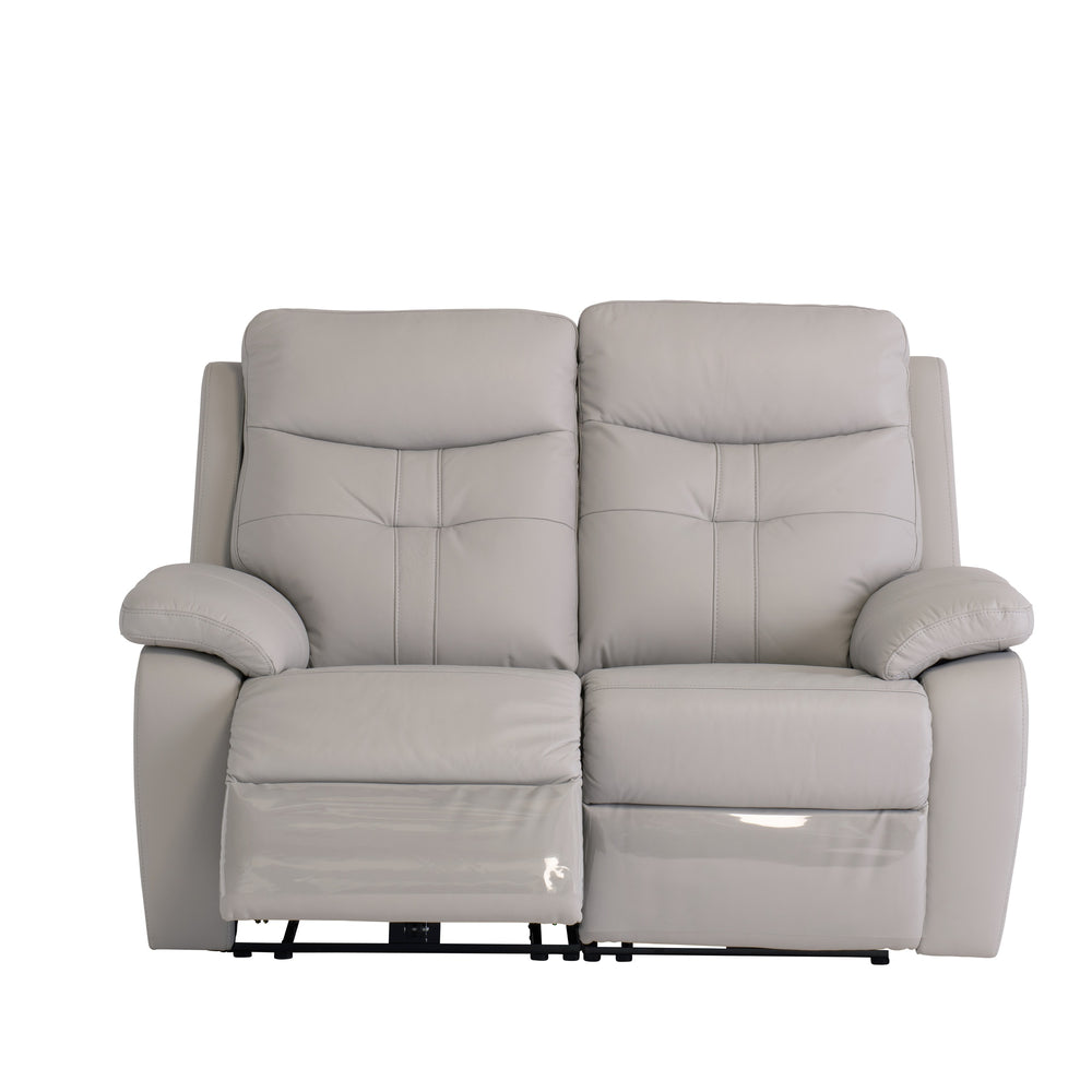 Light Grey Leather Electric Recliner Sofa - 2 Seater Comfort