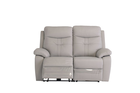 Light Grey Leather Electric Recliner Sofa - 2 Seater Comfort
