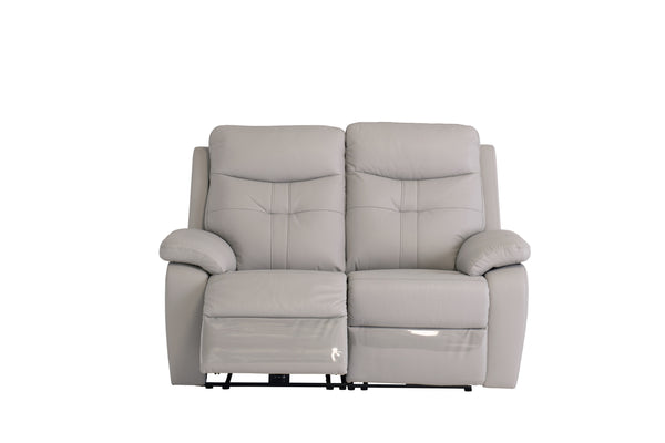 Light Grey Leather Electric Recliner Sofa - 2 Seater Comfort