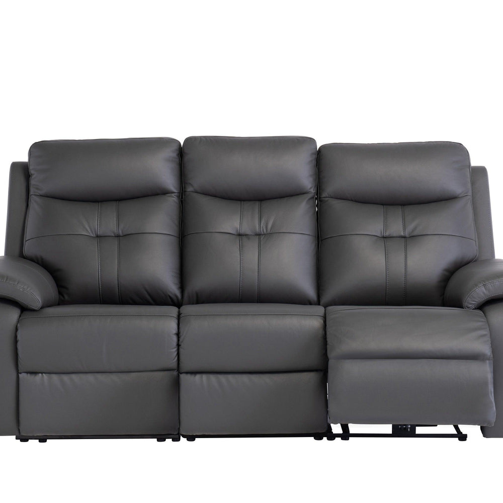 Charcoal Leather Electric 3-Seater Recliner Sofa for Ultimate Comfort
