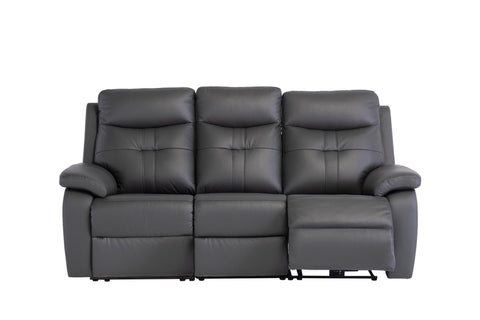 Charcoal Leather Electric 3-Seater Recliner Sofa for Ultimate Comfort