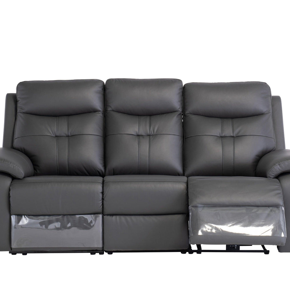 Charcoal Leather Electric 3-Seater Recliner Sofa for Ultimate Comfort