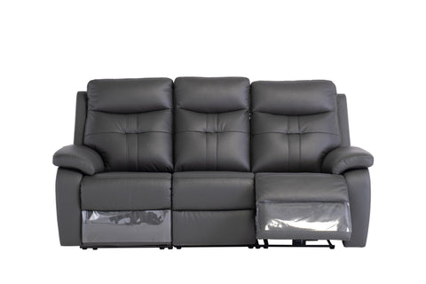 Charcoal Leather Electric 3-Seater Recliner Sofa for Ultimate Comfort