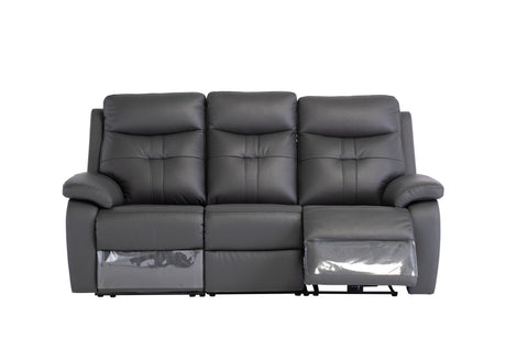 Charcoal Leather Electric 3-Seater Recliner Sofa for Ultimate Comfort