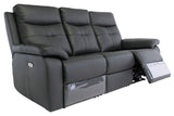 Charcoal Leather Electric 3-Seater Recliner Sofa for Ultimate Comfort