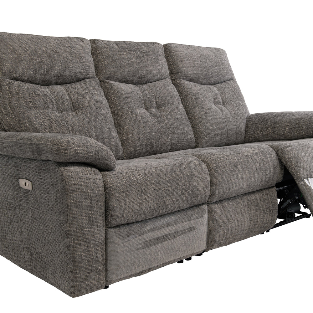 Electric 3-Seater Recliner Sofa in Graphite Fabric - Modern Comfort