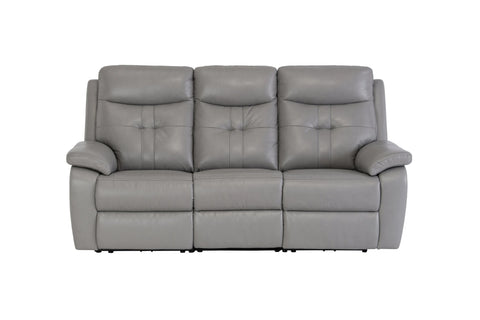 Grey Leather Electric 3-Seater Recliner Sofa for Ultimate Comfort