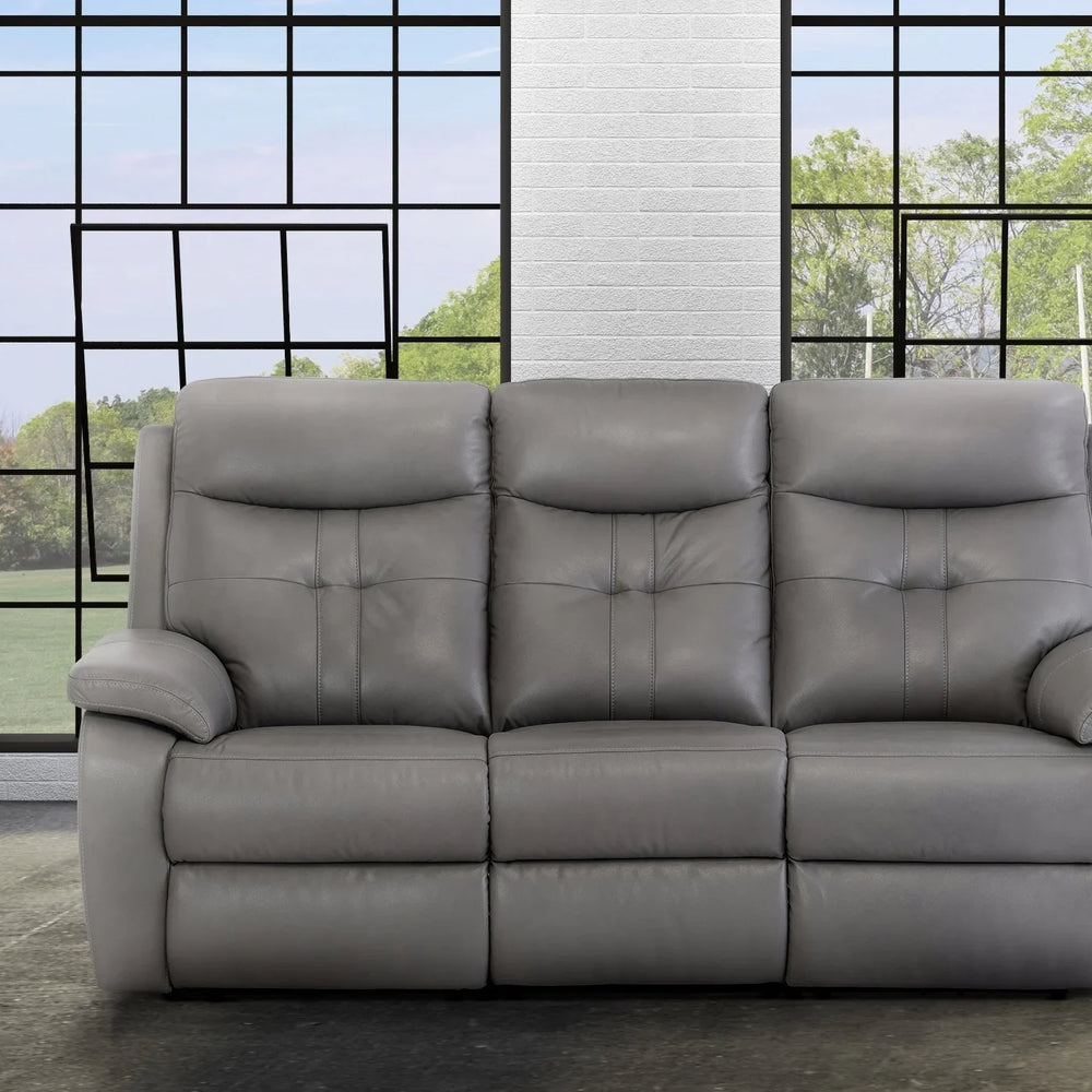 Grey Leather Electric 3-Seater Recliner Sofa for Ultimate Comfort