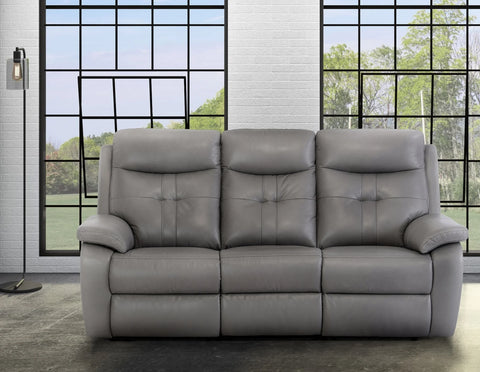 Grey Leather Electric 3-Seater Recliner Sofa for Ultimate Comfort