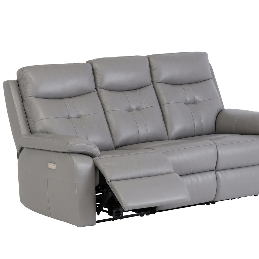 Grey Leather Electric 3-Seater Recliner Sofa for Ultimate Comfort