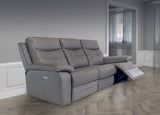 Grey Leather Electric 3-Seater Recliner Sofa for Ultimate Comfort