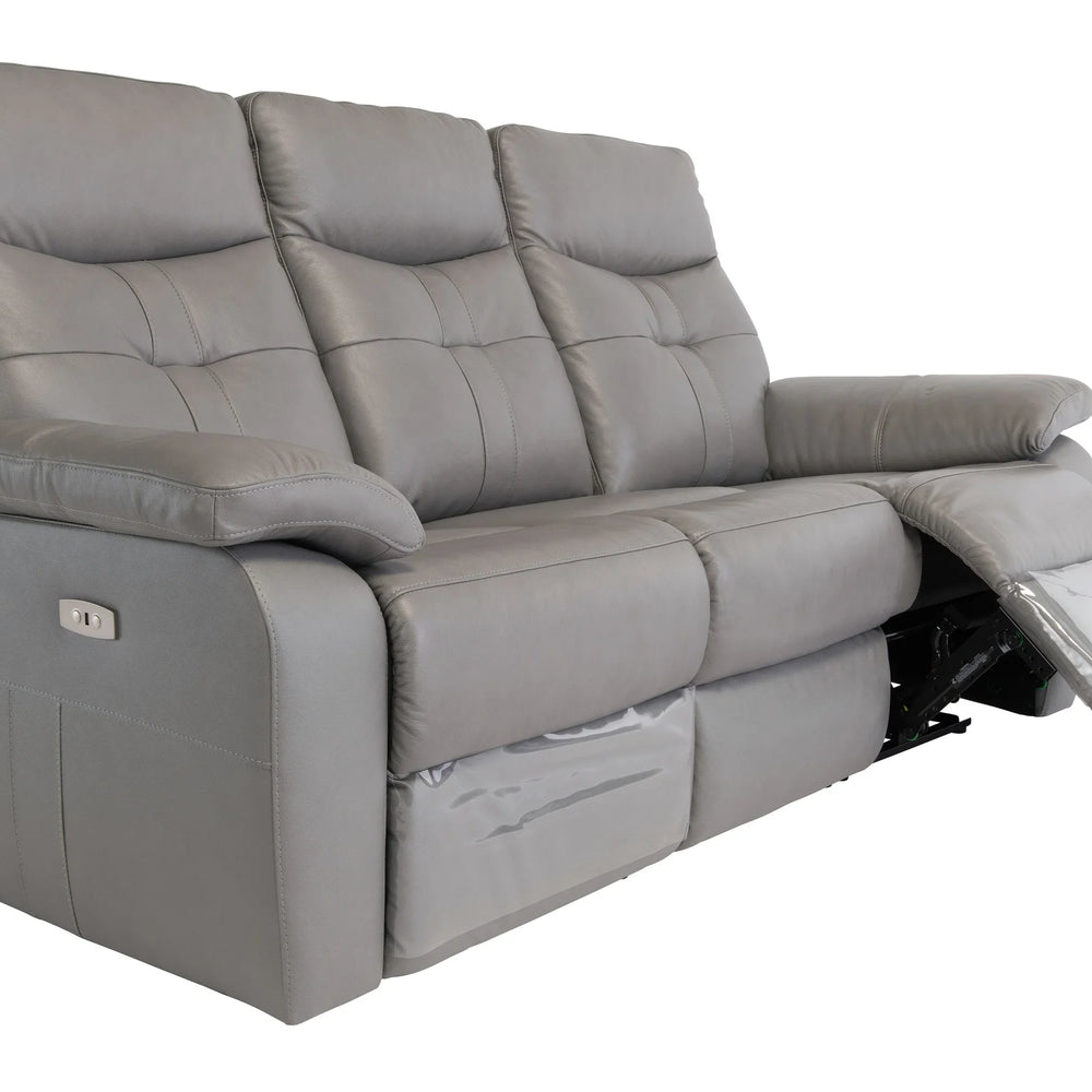 Grey Leather Electric 3-Seater Recliner Sofa for Ultimate Comfort