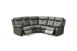 Charcoal grey corner recliner sofa with padded seats and extended footrests