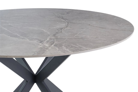 Stylish 1.2m Grey Round Dining Table with Black Legs