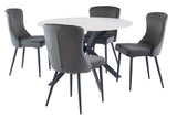 Stylish 1.2m Grey Round Dining Table with Black Legs