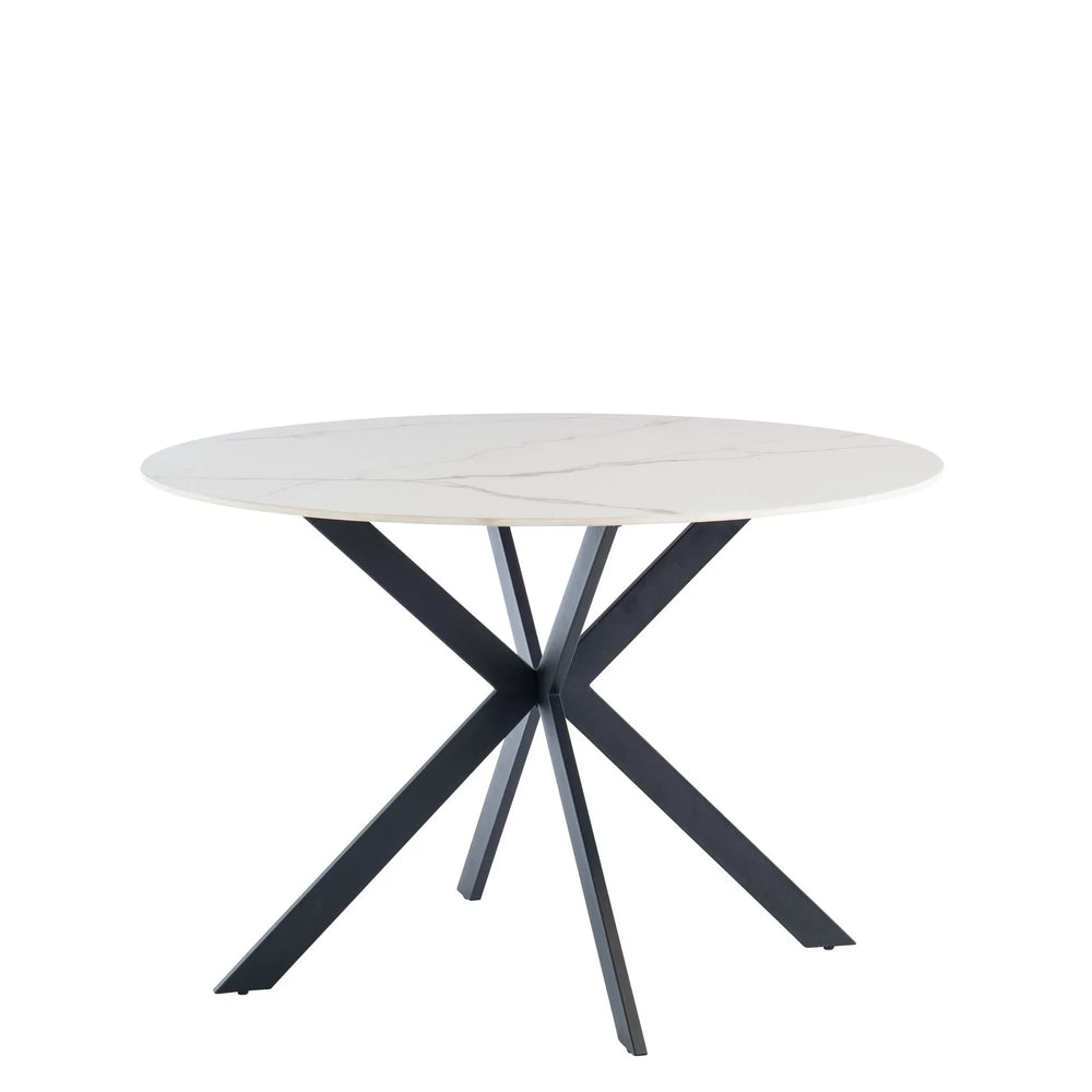 Stylish 1.2m Round Dining Table in White with Black Legs